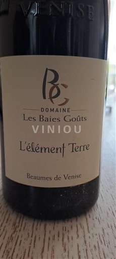 Rhônen laakso Beaumes de Venise Domaine Les Baies Goûts L'élément Terre 2022
