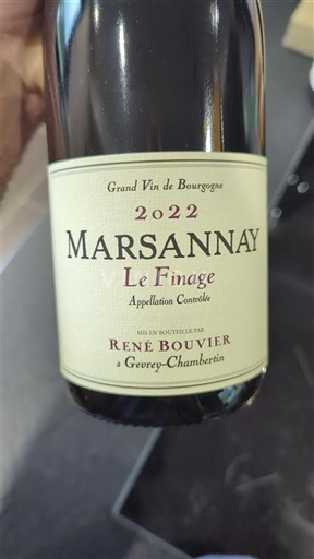 Burgundi Marsannay René Bouvier Le Finage 2022